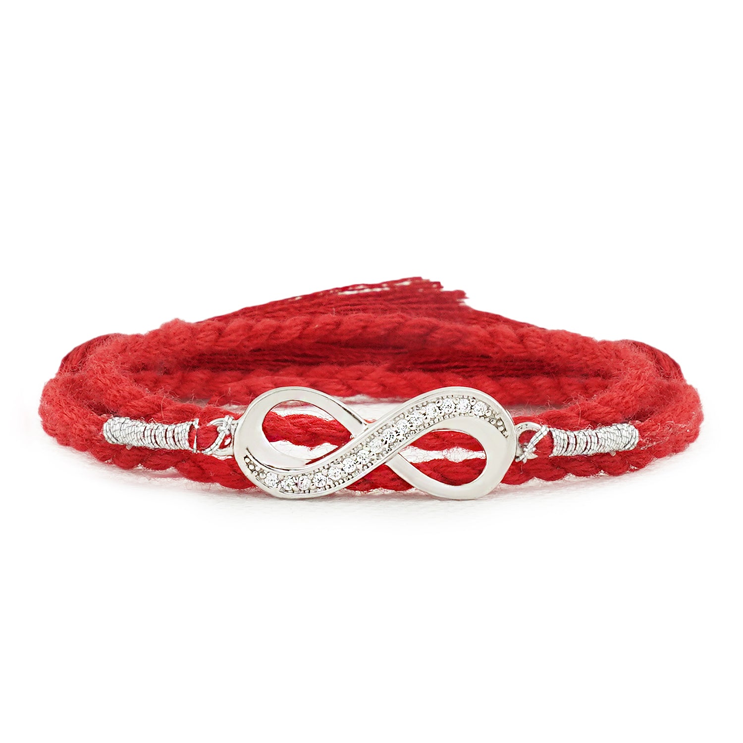 Infinity Symbol With Cubic Zirconia Rhodium-Plated Thread Rakhi For Hi ...