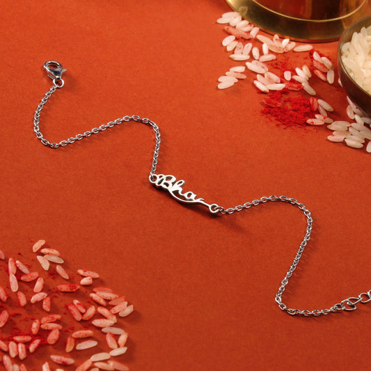 Blessed Bhai Rhodium-Plated 925 Sterling Silver Adjustable Link Chain Rakhi For Him