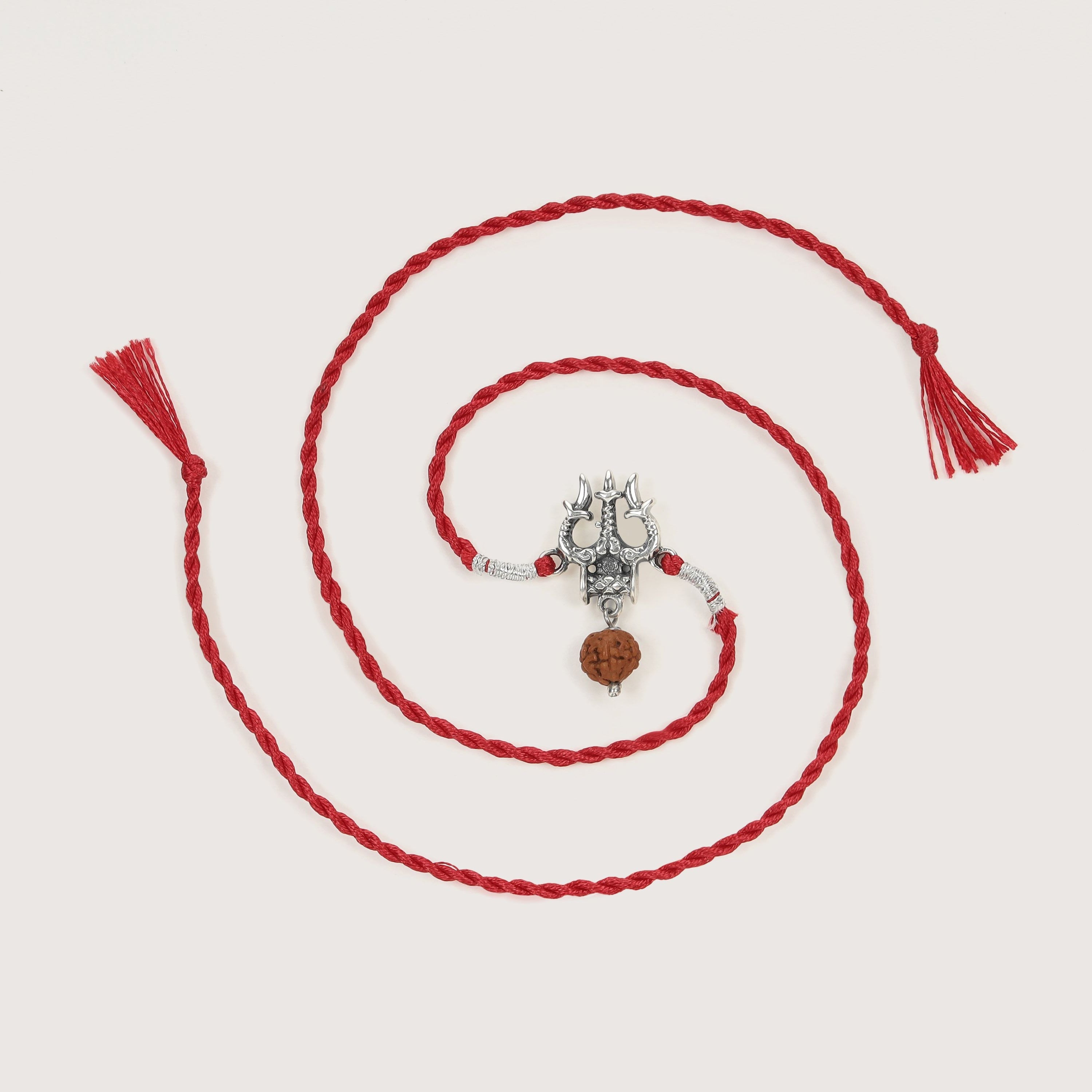 Shiva's Blessing With Rudraksh Rhodium-Plated Sterling Silver Thread R ...