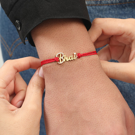 Shining Star Bhai With Cubic Zirconia Gold-Plated Sterling Silver Thread Rakhi For Him