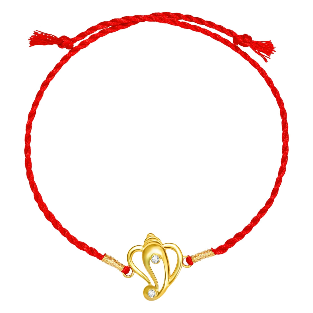 Sacred Ganesh Ji With Cubic Zirconia Gold-Plated Sterling Silver Thread Rakhi