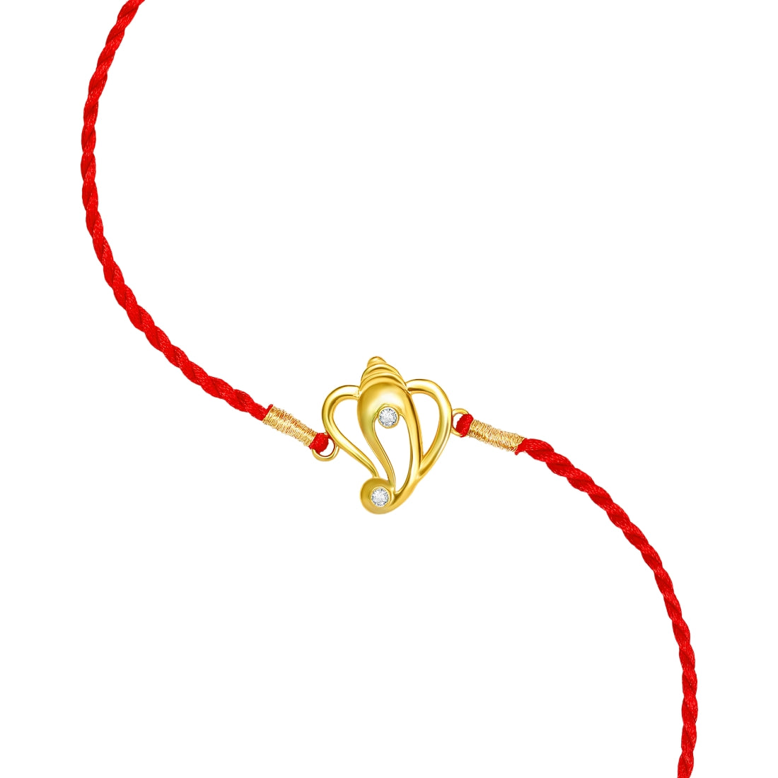 Sacred Ganesh Ji With Cubic Zirconia Gold-Plated Sterling Silver Thread Rakhi