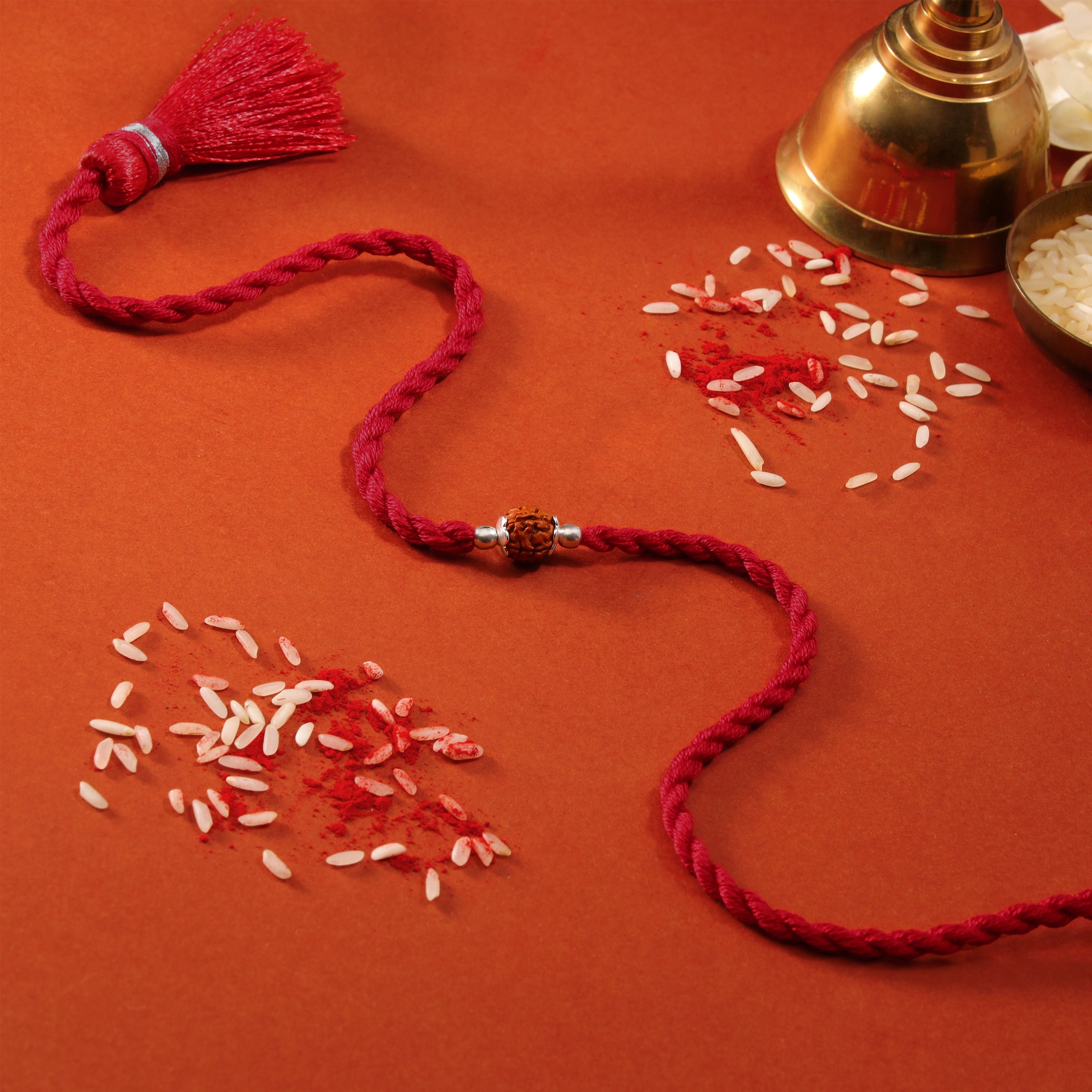 Spiritual Protection: Rudraksh Rhodium-Plated Sterling Silver Thread R ...