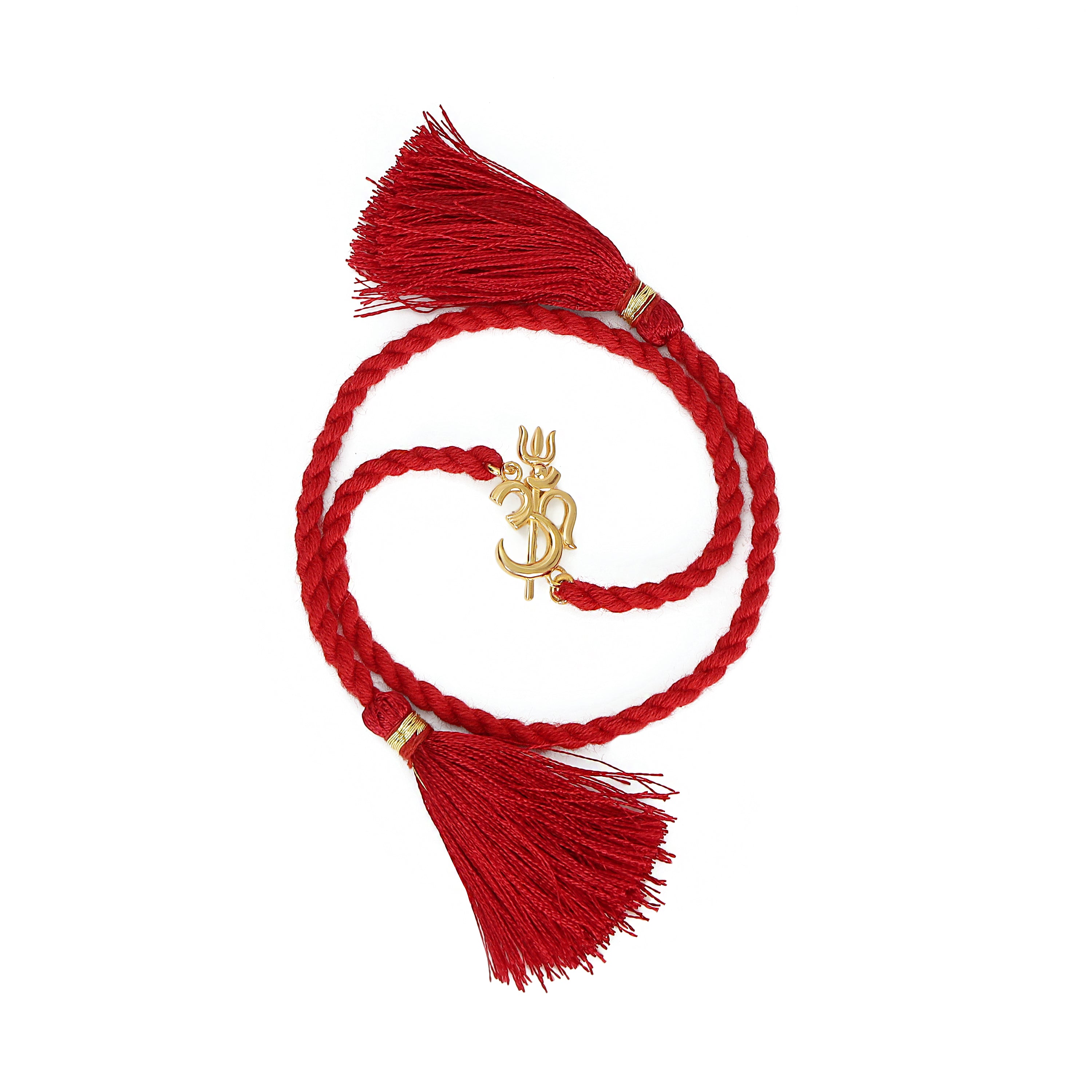 Om Trishul Charm Gold-Plated 925 Sterling Silver Rakhi for Him