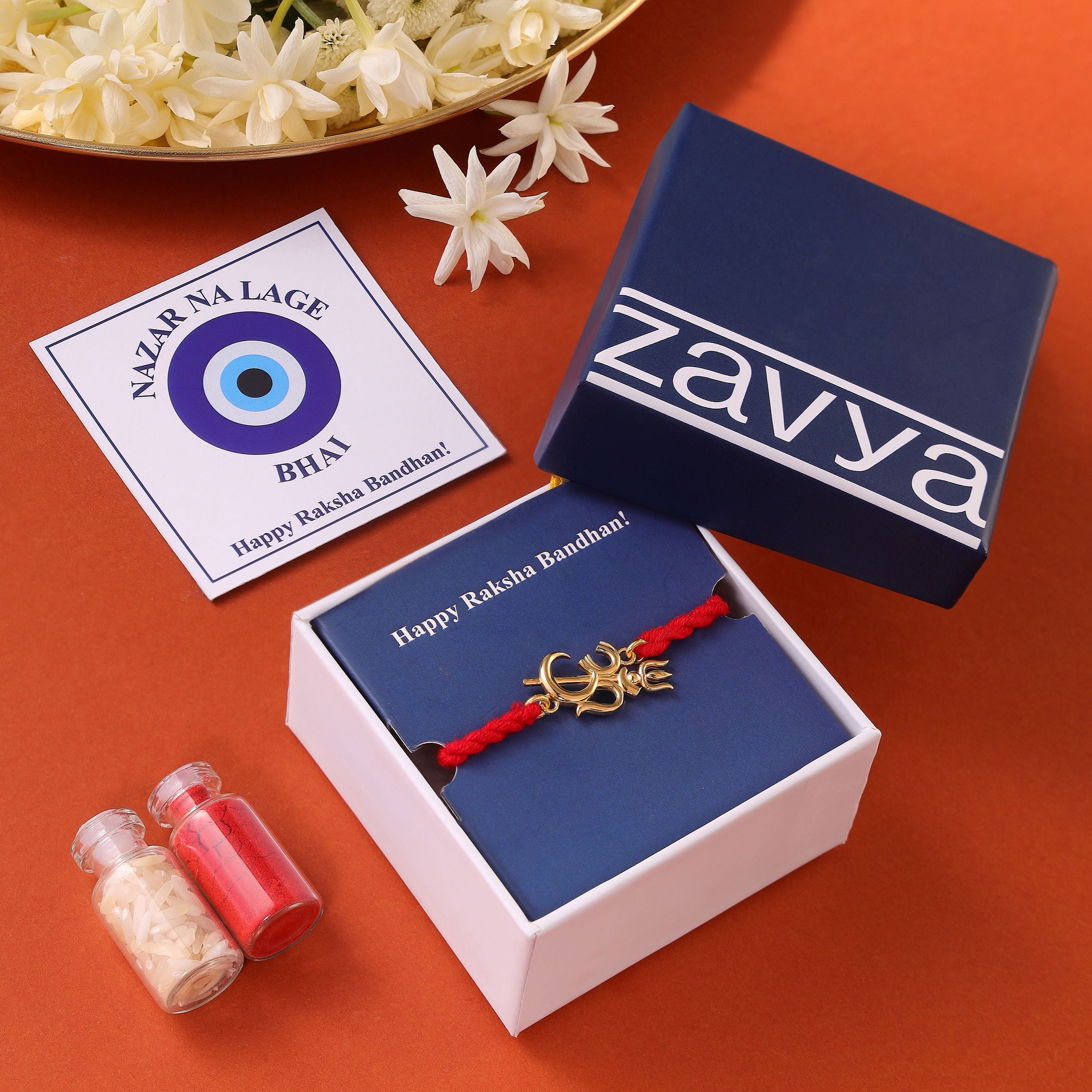 Om Trishul Charm Gold-Plated 925 Sterling Silver Rakhi for Him