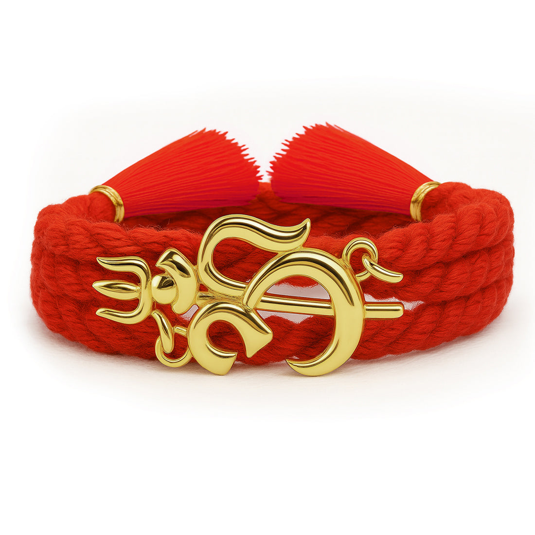 Om Trishul Charm Gold-Plated 925 Sterling Silver Rakhi for Him