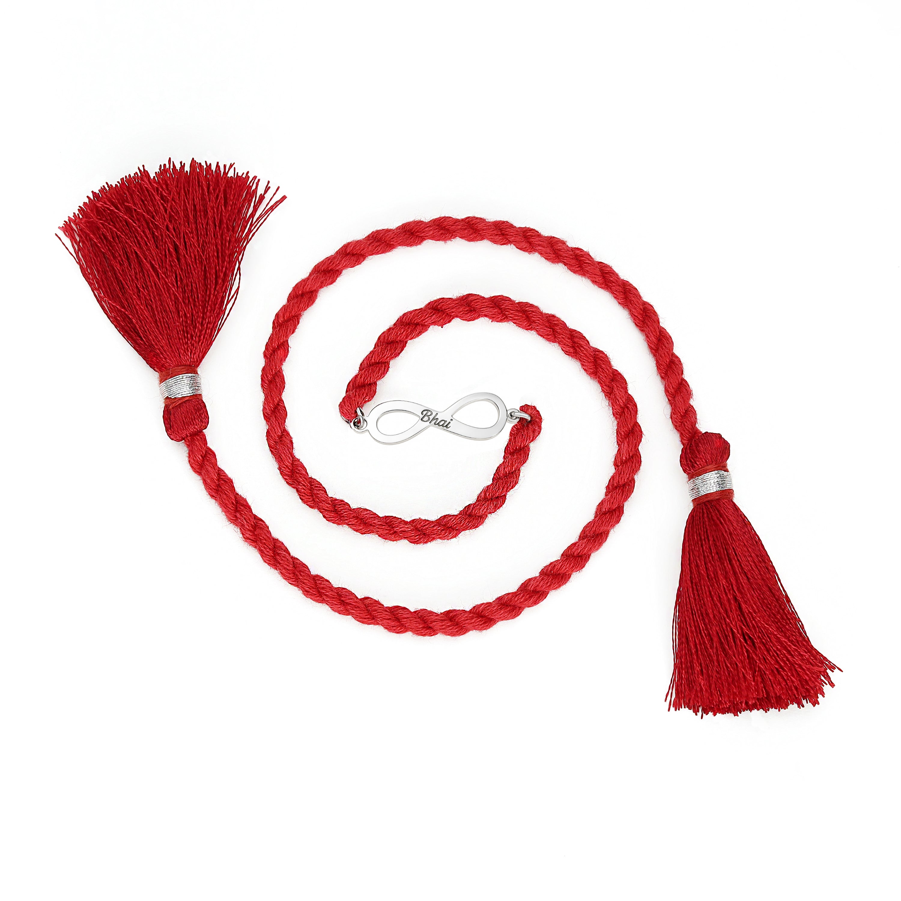 Bhai Infinity Symbol Rhodium-Plated 925 Sterling Silver Rakhi for Him