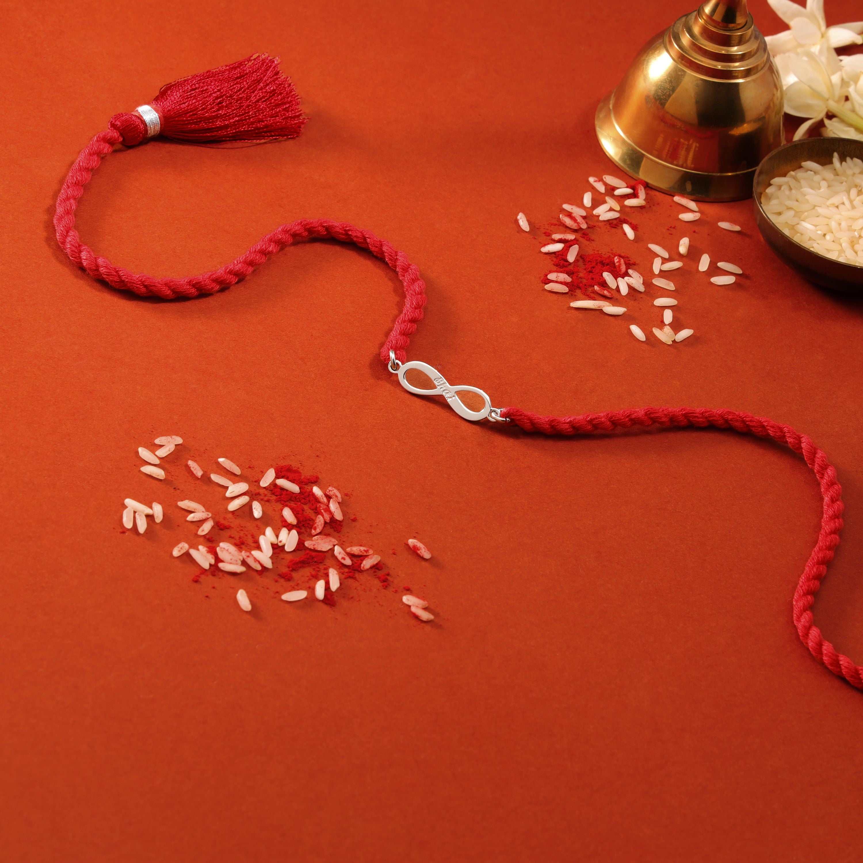 Bhai Infinity Symbol Rhodium-Plated 925 Sterling Silver Rakhi for Him