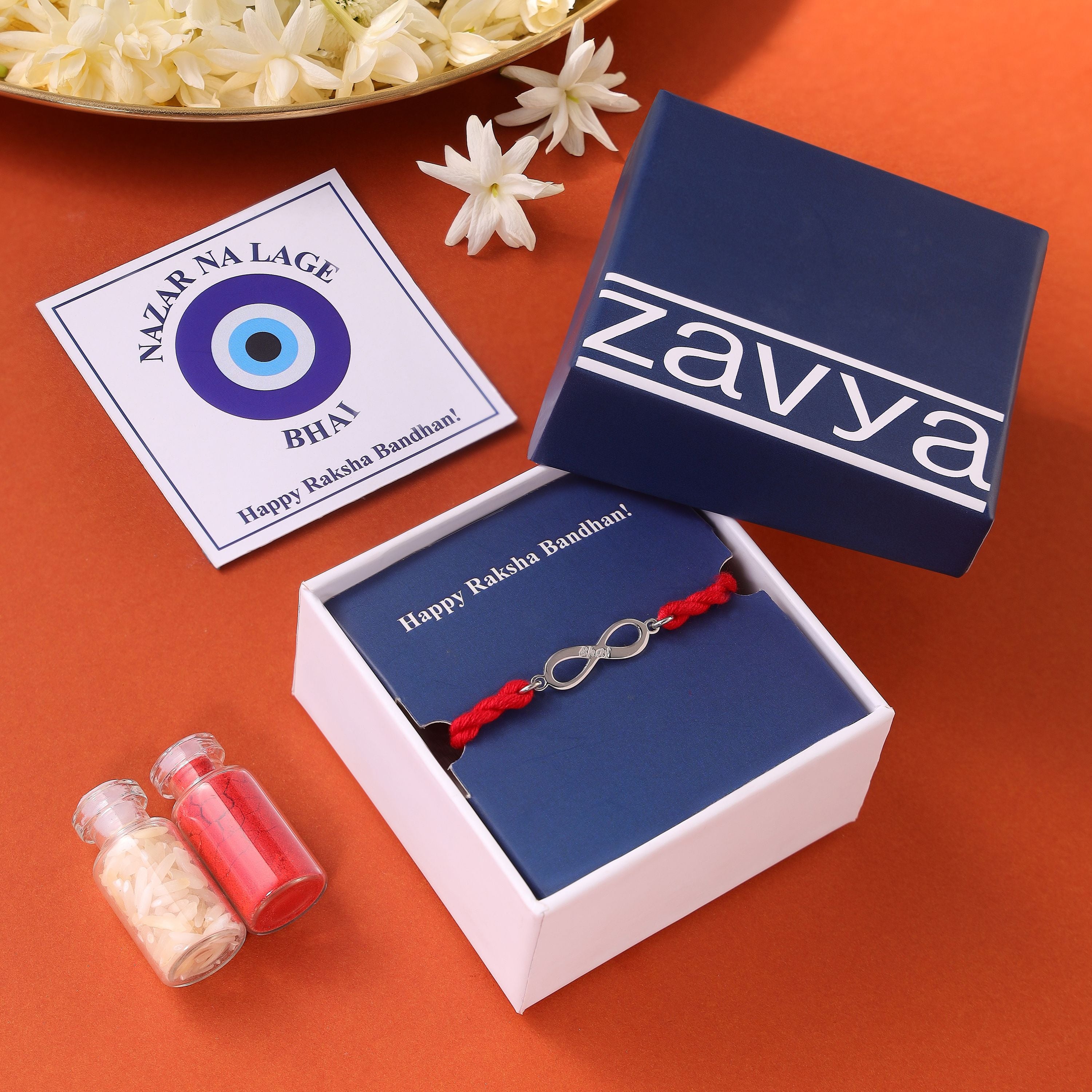 Bhai Infinity Symbol Rhodium-Plated 925 Sterling Silver Rakhi for Him