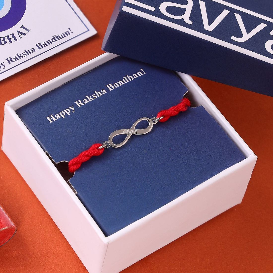 Bhai Infinity Symbol Rhodium-Plated 925 Sterling Silver Rakhi for Him