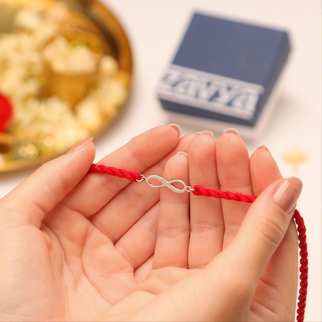 Bhai Infinity Symbol Rhodium-Plated 925 Sterling Silver Rakhi for Him