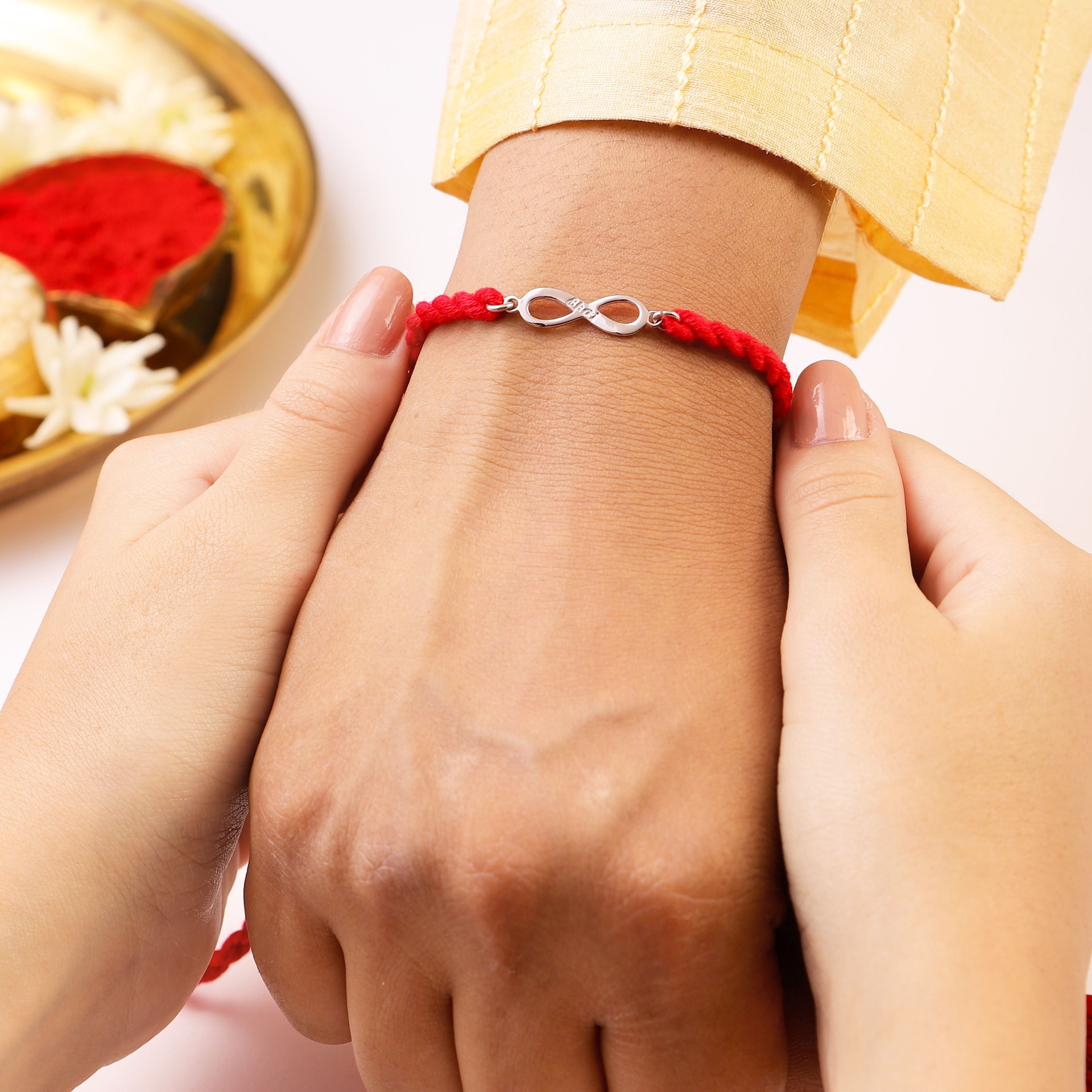 Bhai Infinity Symbol Rhodium-Plated 925 Sterling Silver Rakhi for Him