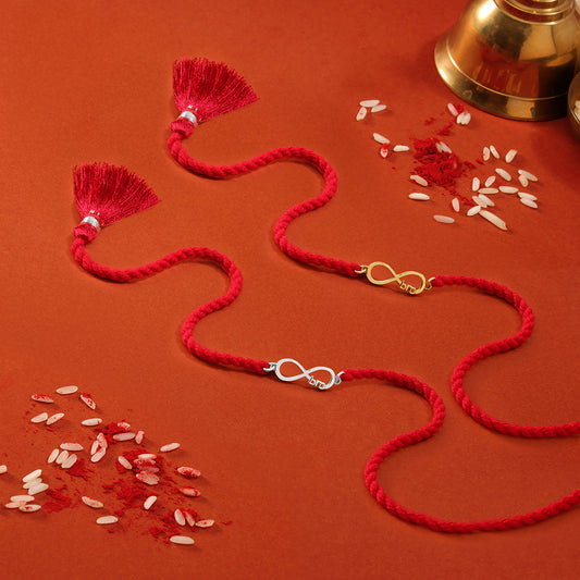 Eternal Bond Gold & Rhodium-Plated 925 Sterling Silver Bro Rakhi Combo
