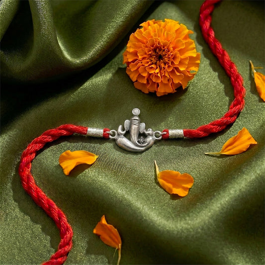 Ganesha CZ 925 Silver Rakhi (Zavya Signature)