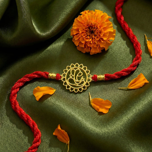 Eternal Ganesha Gold Plated Silver Rakhi (Zavya Signature)