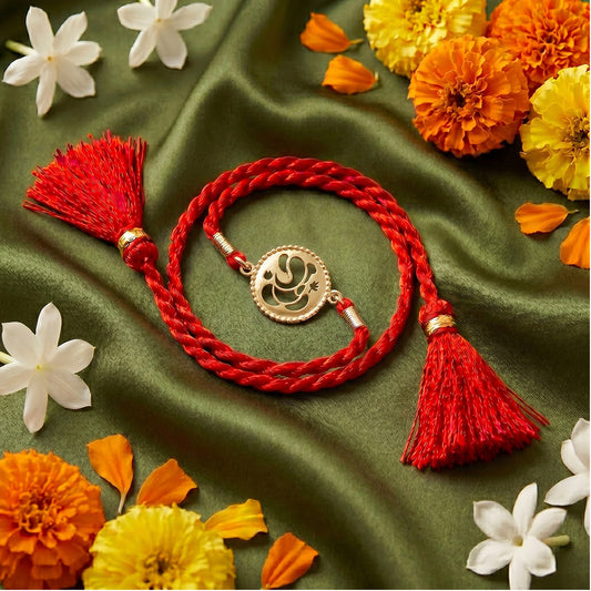 Divine Ganesha Gold Plated 925 Silver Rakhi