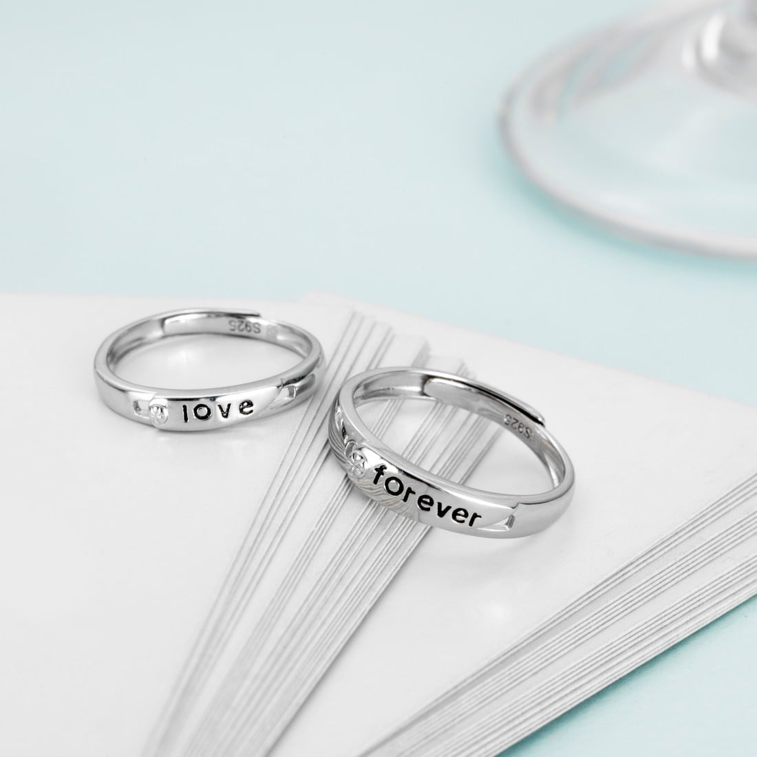 Love Forever 925 Sterling Silver Couple Ring (Adjustable)