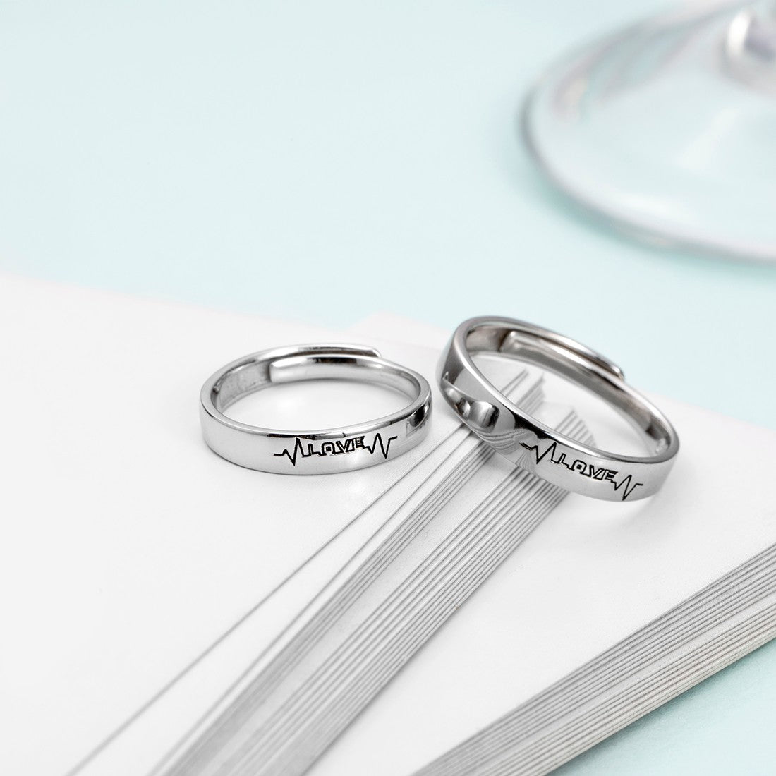 Endless Love Line 925 Silver Couple Rings  - Valentines Edition With Gift Box (Adjustable)
