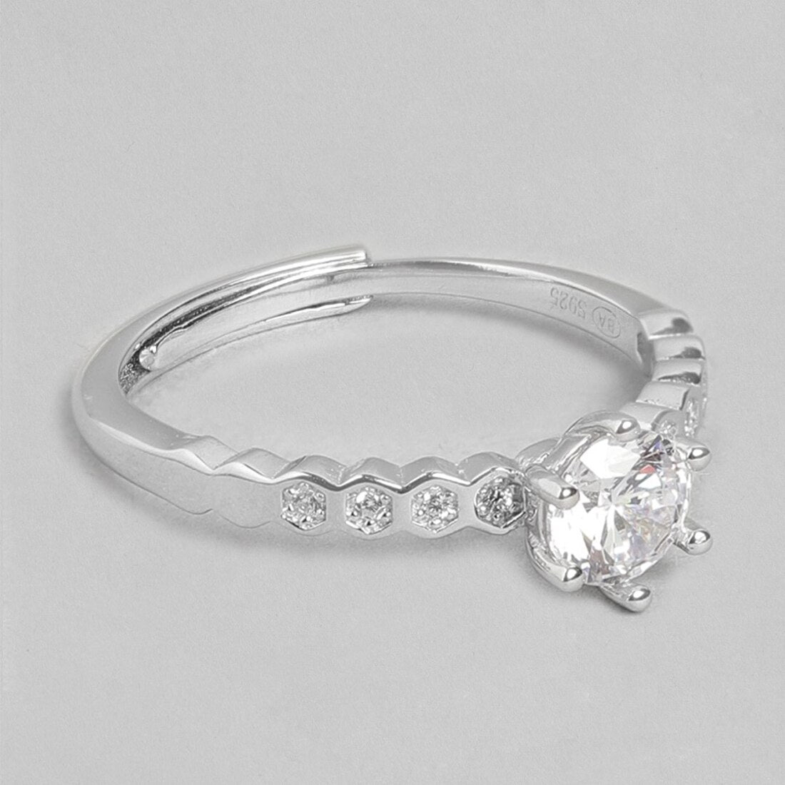 The Princess Solitaire 925 Silver Ring (Adjustable)