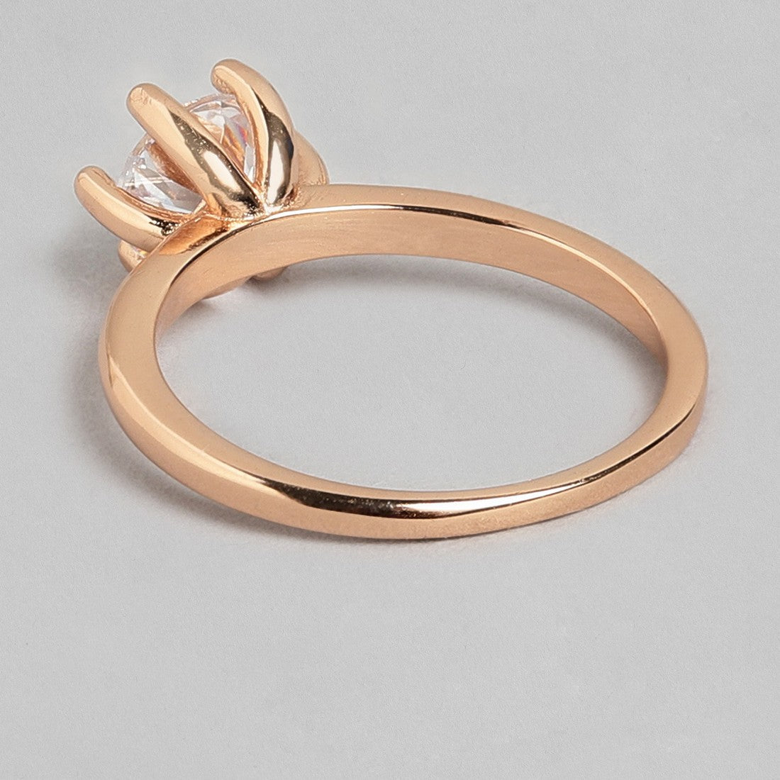 Classic Solitaire 925 Sterling Silver Ring in Rose Gold (Adjustable)