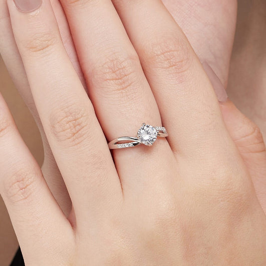 925 Sterling Silver Twisted Solitaire Silver Ring (Adjustable) for Women – Zavya