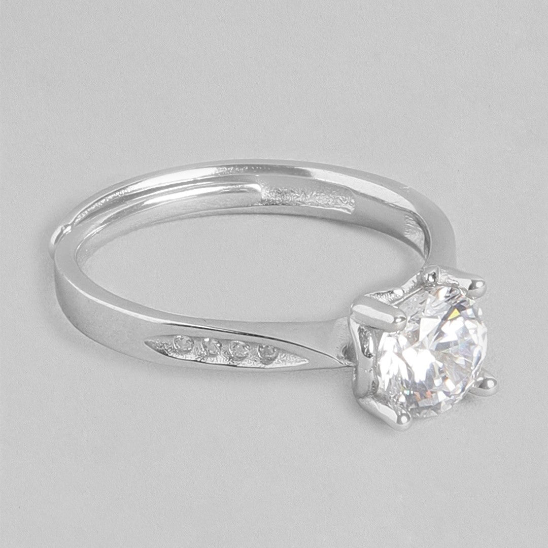 Sweetheart Solitaire 925 Silver Ring (Adjustable)