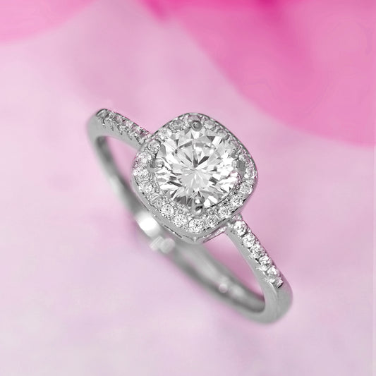 Date Night Staple Solitaire Rhodium Plated 925 Sterling Silver Ring (Adjustable)