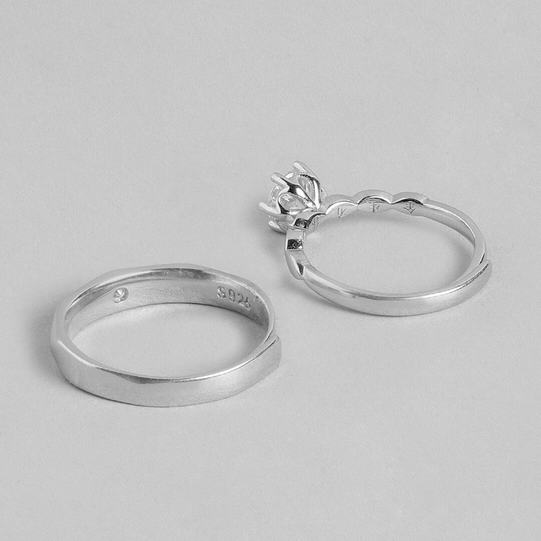 Timeless Harmony: Classic Couples 925 Silver Rings Gift Hamper (Adjustable)