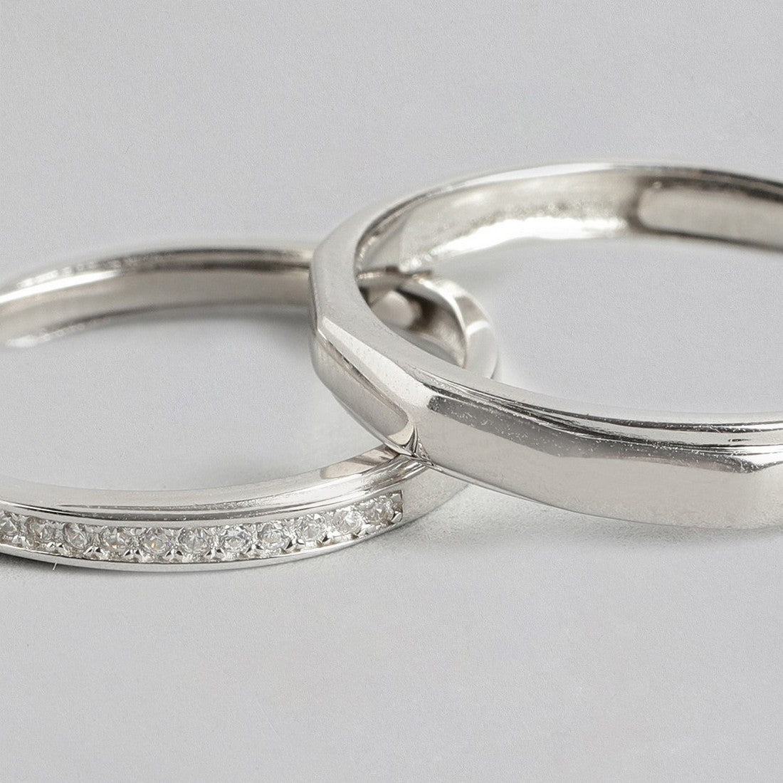 Sublime Unity: Minimal Couples 925 Silver Rings Gift Hamper (Adjustable)