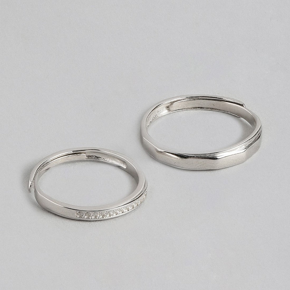 Sublime Unity: Minimal Couples 925 Silver Rings Gift Hamper (Adjustable)