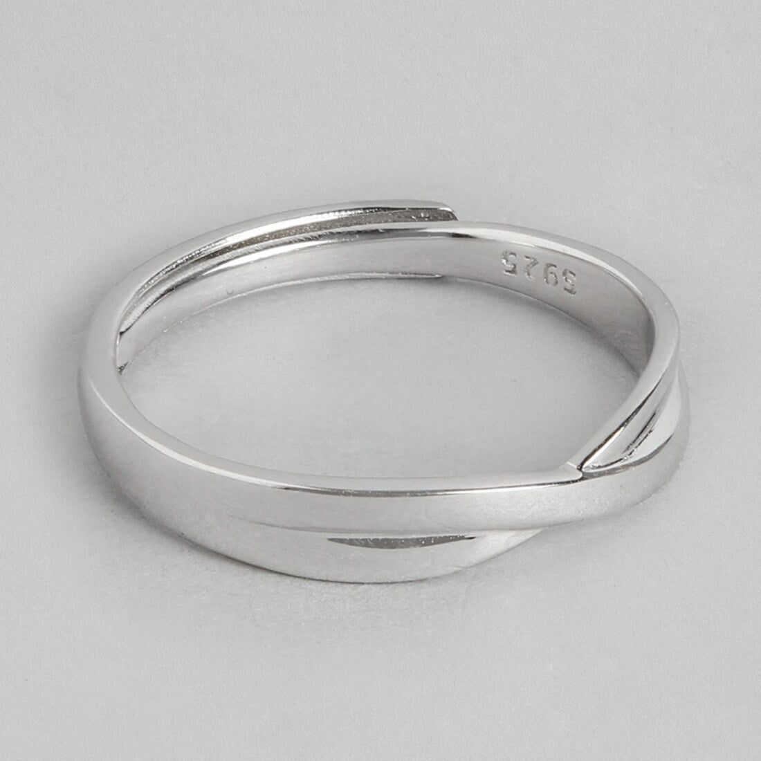 Crossed Paths Adjustable Rhodium-Plated 925 Sterling Silver Ring for Him (Adjustable)