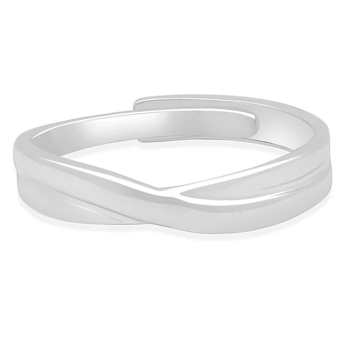 Crossed Paths Adjustable Rhodium-Plated 925 Sterling Silver Ring for Him (Adjustable)