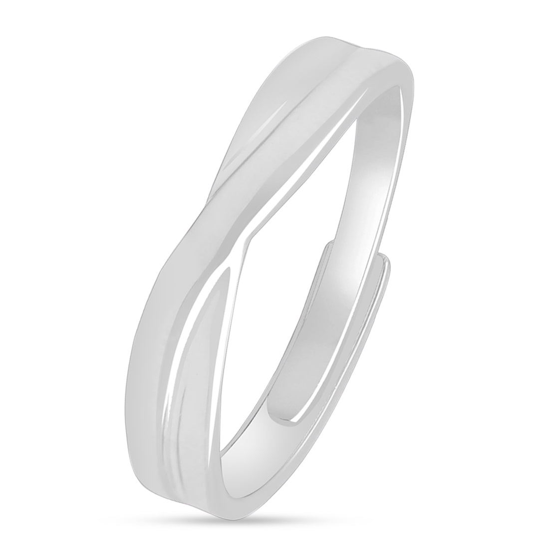 Crossed Paths Adjustable Rhodium-Plated 925 Sterling Silver Ring for Him (Adjustable)