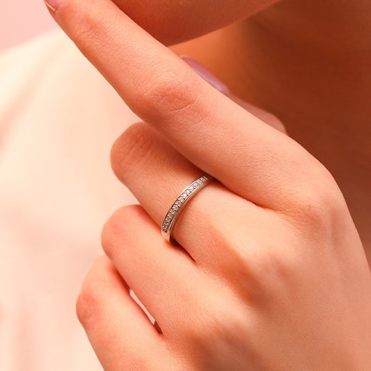 Classic CZ Sheet 925 Silver Female Ring (Adjustable)