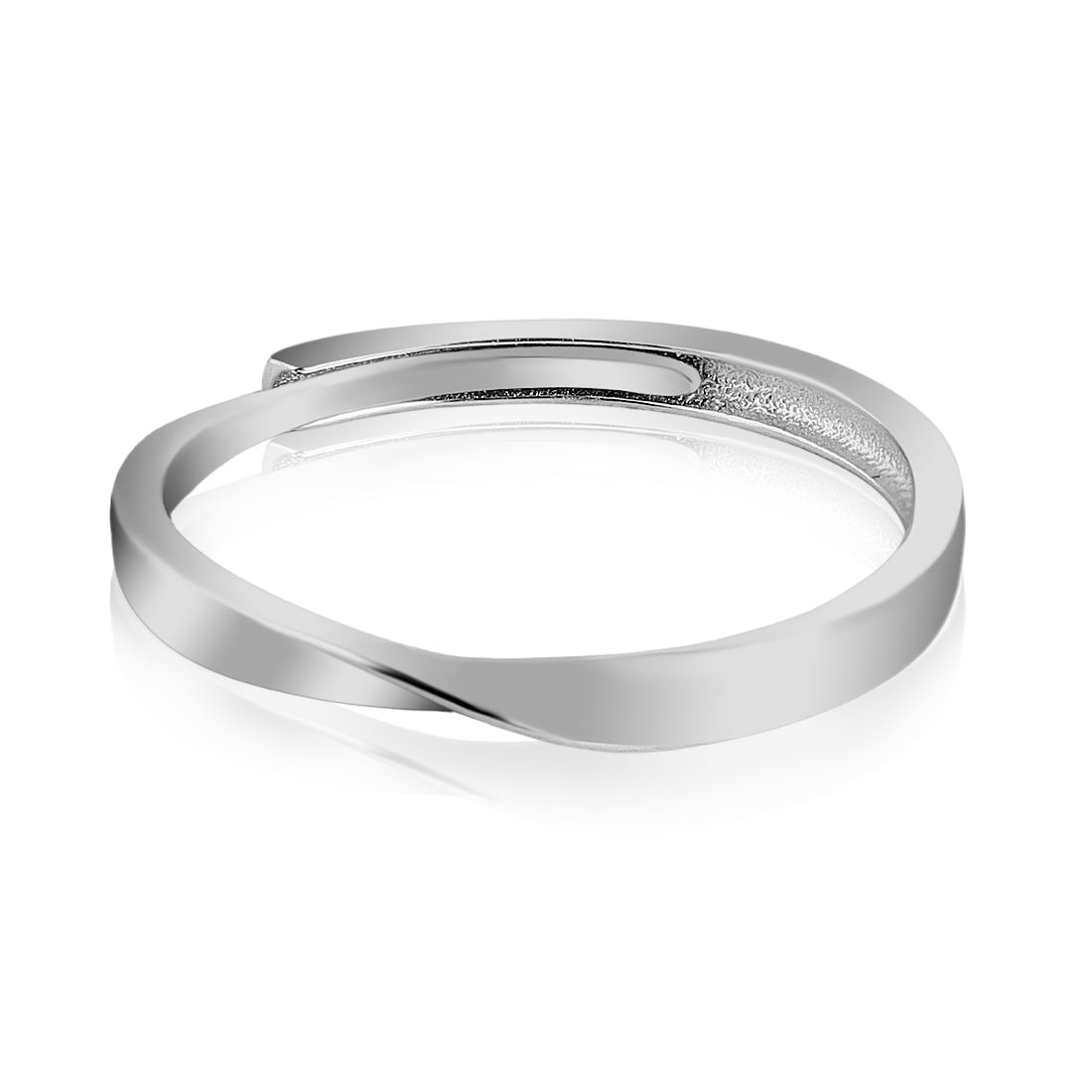 Cut Class Rhodium Plated 925 Sterling Silver Ring For Him (Adjustable)