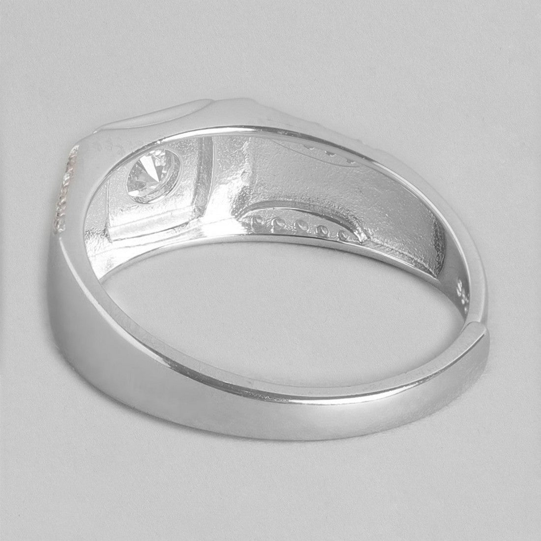 Solitaire 925 Sterling Silver Ring for Him (Adjustable)