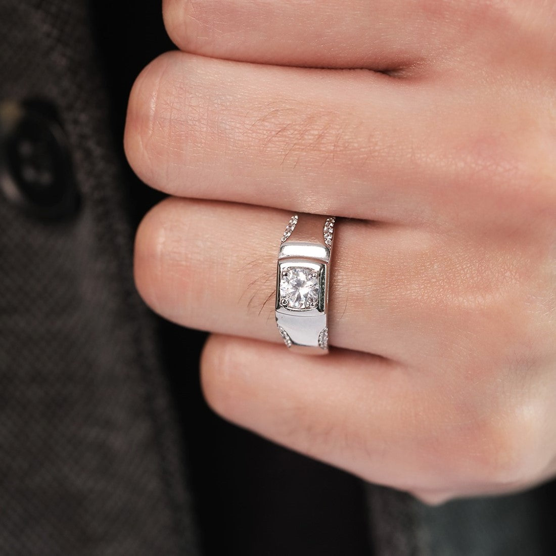 Solitaire 925 Sterling Silver Ring for Men Valentine's Gift – Zavya