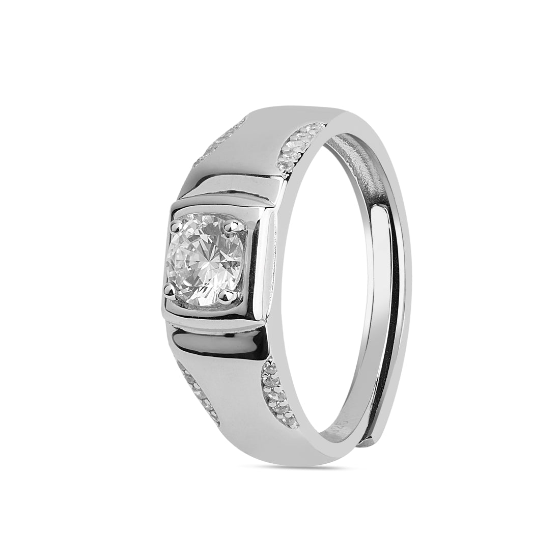 Solitaire 925 Sterling Silver Ring for Him (Adjustable)