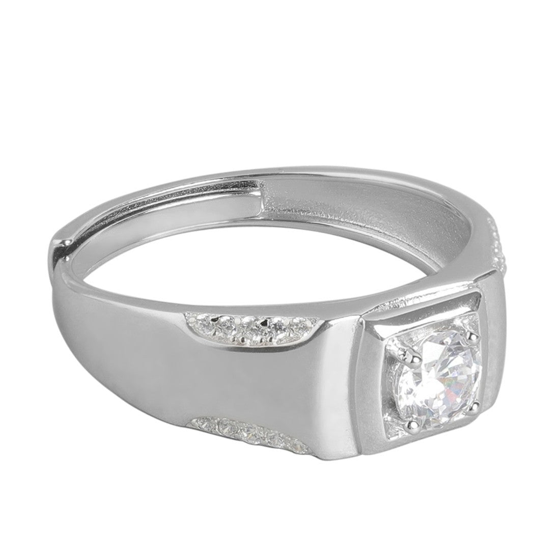 Solitaire 925 Sterling Silver Ring for Him (Adjustable)