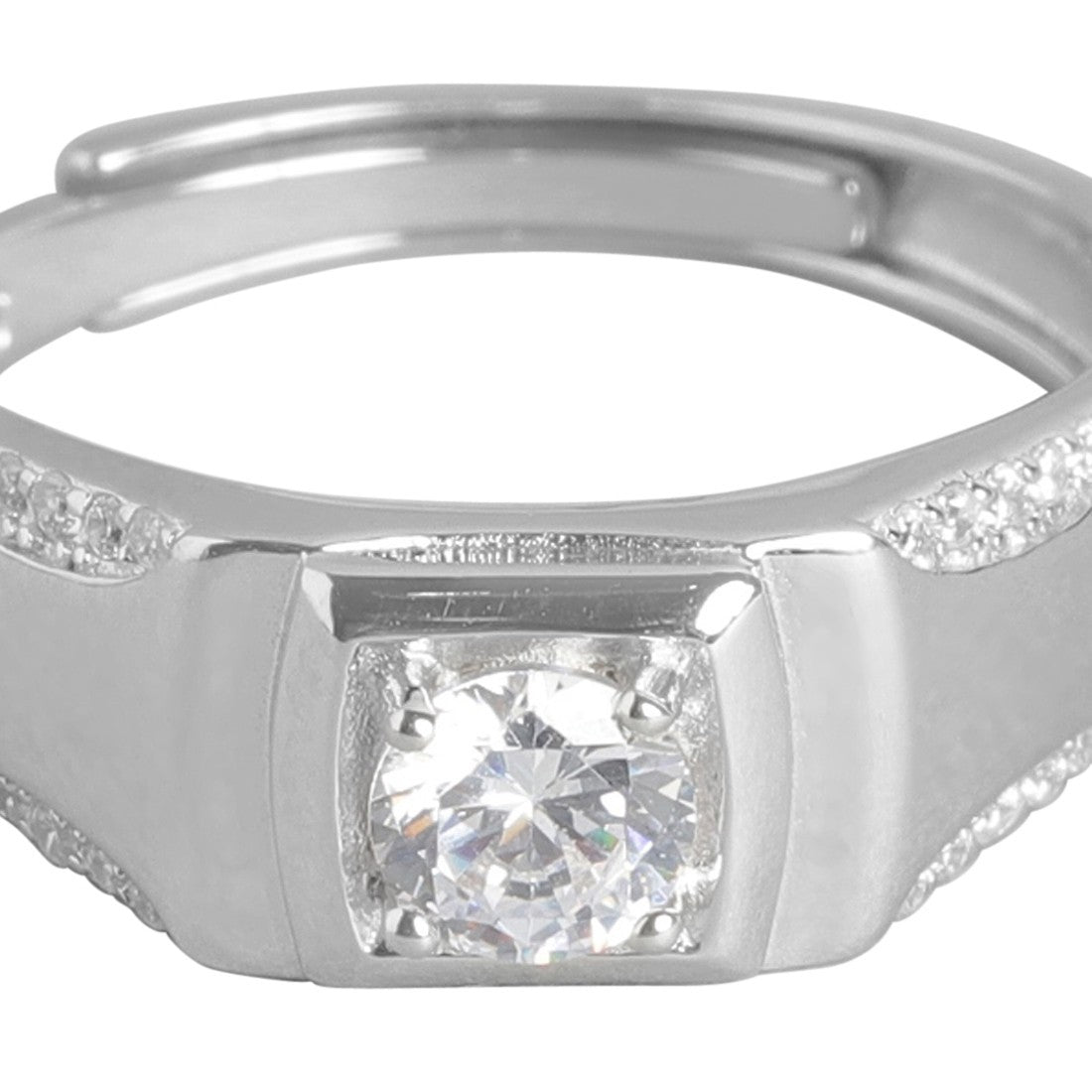 Solitaire 925 Sterling Silver Ring for Him (Adjustable)