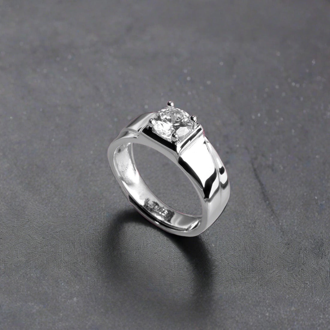 CZ Solitaire 925 Sterling Silver Ring for Him