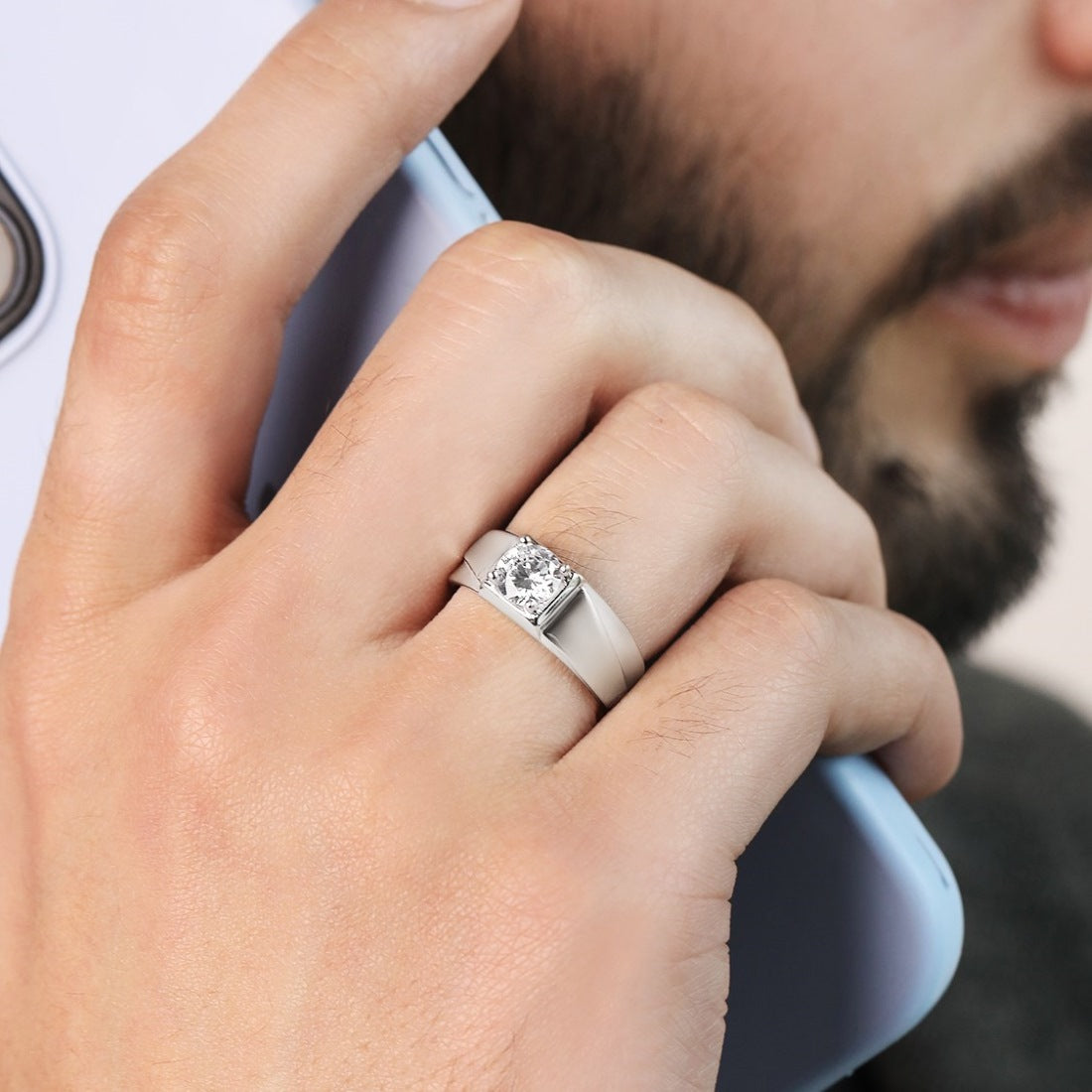 Silver Rings Men Set CZ Solitaire 925 Sterling Silver Ring for Men - Valentine's Gift – Zavya