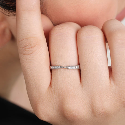 CZ Studded 925 Sterling Silver Women Ring (Adjustable)
