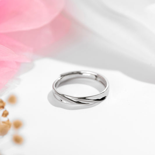 Minimalistic CZ Rhodium Plated 925 Sterling Silver Ring For Him (Adjustable)