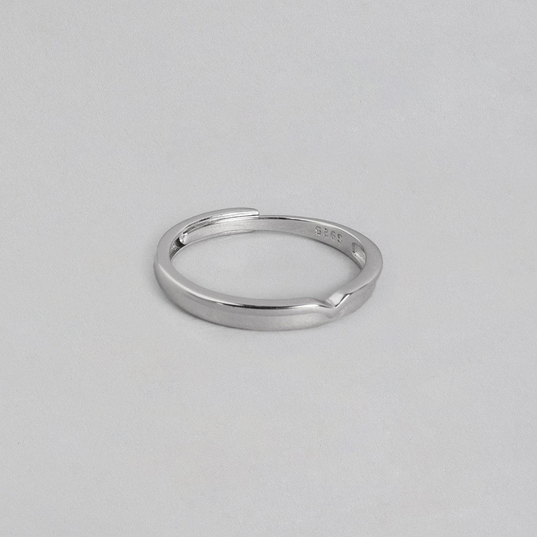 Minimalistic Rhodium Plated 925 Sterling Silver Ring for Him (Adjustable)
