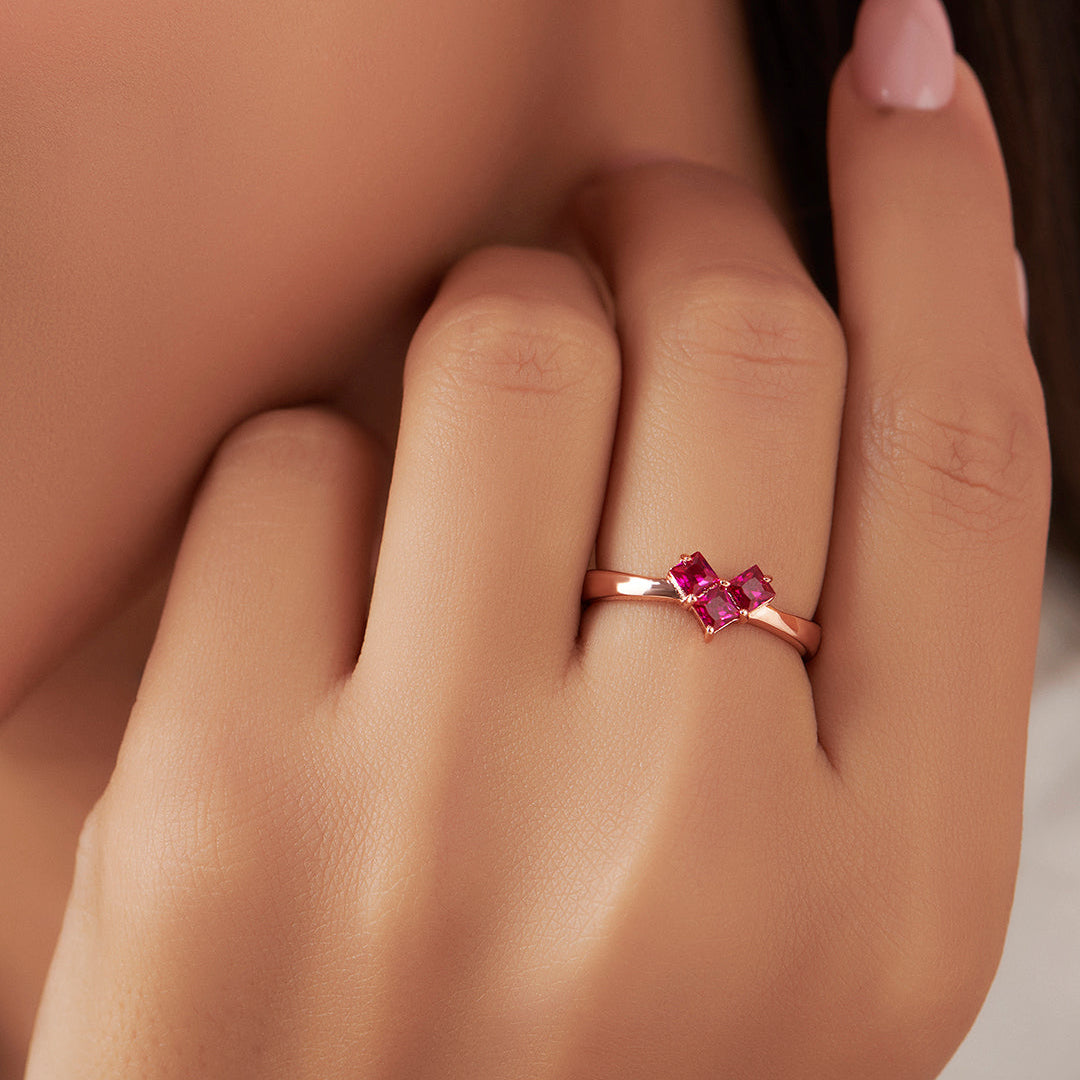 Ruby Heart Rose-Gold Plated 925 Sterling Silver Ring for Women Gift Hamper