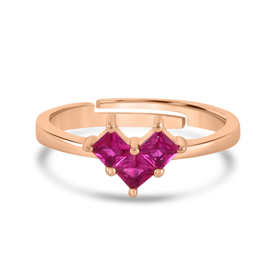 Ruby Heart Rose-Gold Plated 925 Sterling Silver Ring for Women Gift Hamper
