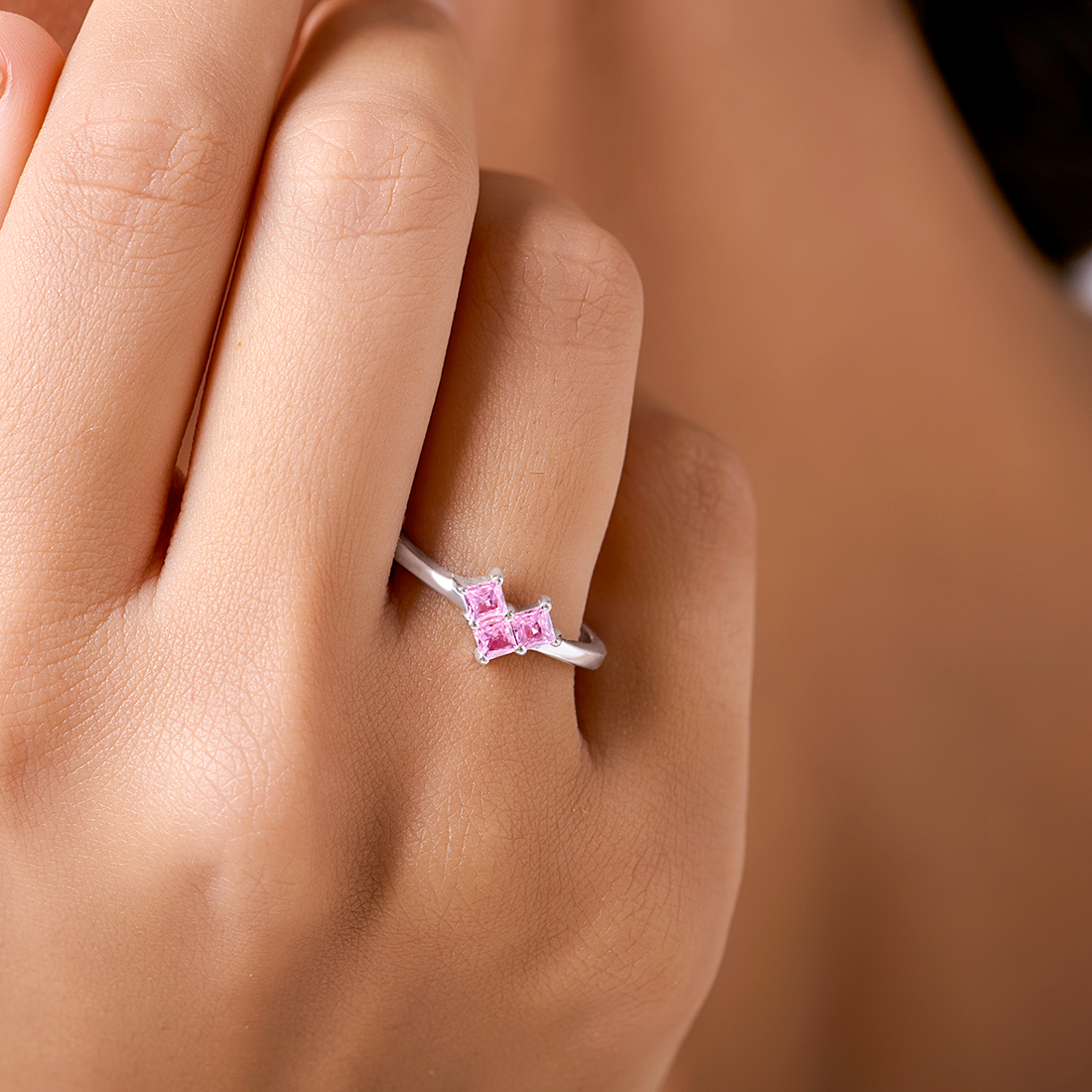 Dusty Pink Heart 925 Sterling Silver Ring for Women (Adjustable ...