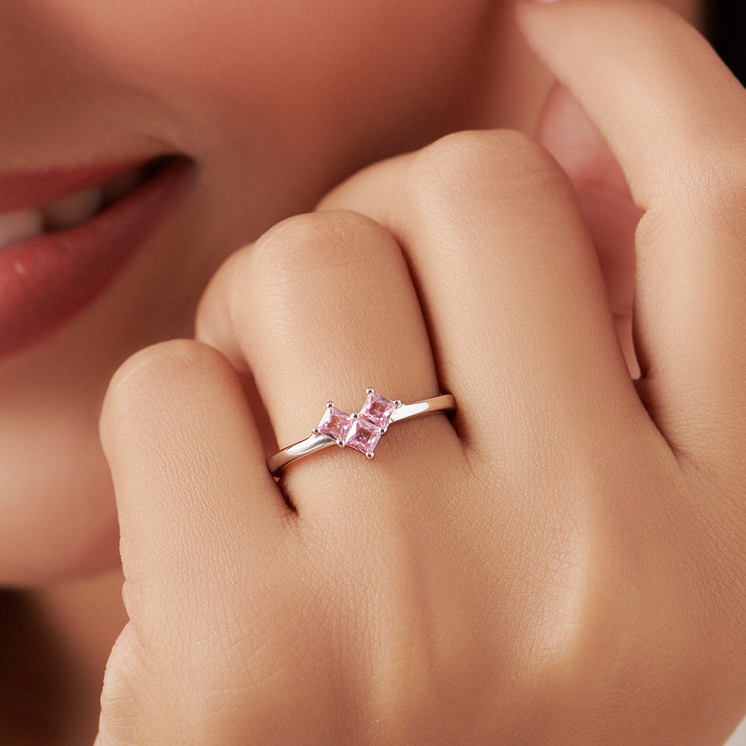 Dusty Pink Heart 925 Sterling Silver Ring for Women Gift Hamper