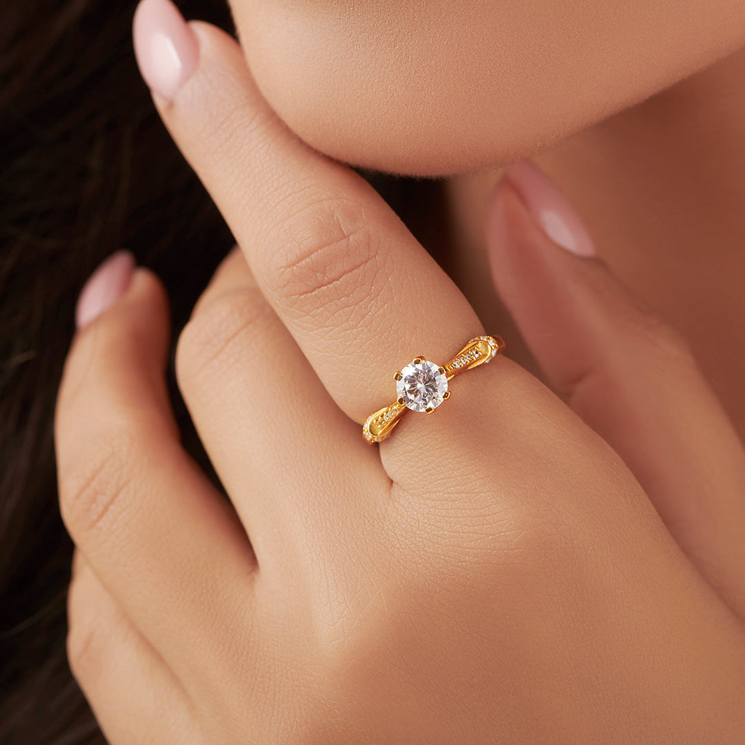 Gilded Allure Adjustable Gold Plated 925 Sterling Silver Ring (Adjustable)